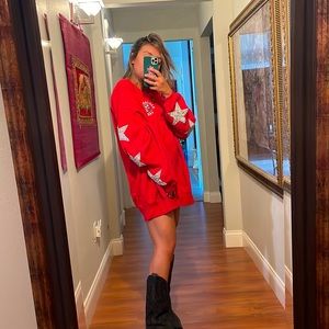 red LF san francisco vintage oversized pullover sweater